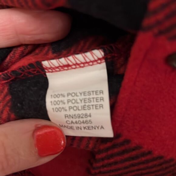 The Childrens Place size 10/12 boys red/black flannel plaid button up shirt. - Picture 5 of 5